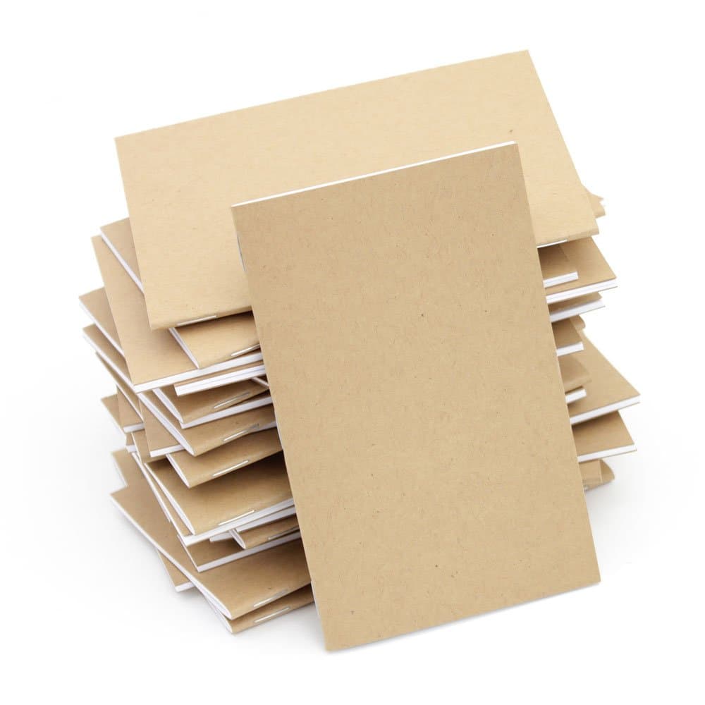 Kraft Notebook, BEECH TREE PAPER®, 3.5 X 5.5 Inches, Set of 25, Bulk Notebooks, Kraft Brown, Blank Pages, Blank Cover, Small Kraft Journals Bulk, Made in the USA with 100% Recycled Content