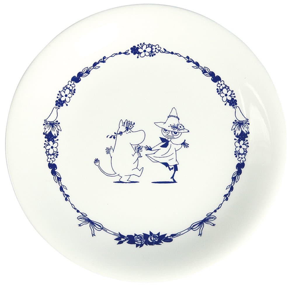World Create (,Inc.) Medium Plate, Moomin & Snafkin, Size: Approx. φ 6.8 x 0.6 inches (17.2 x 1.5 cm)