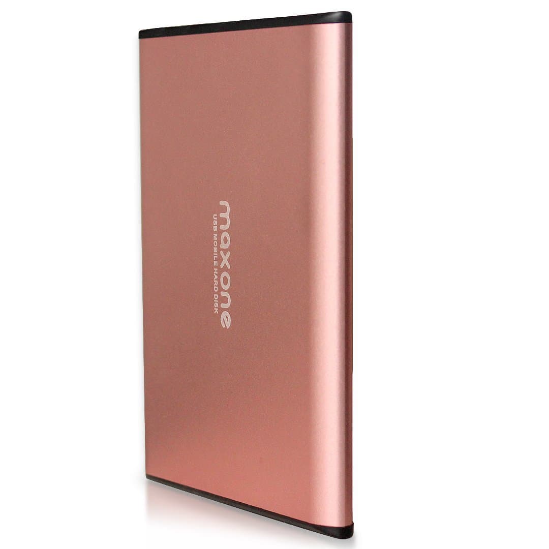 Maxone External Hard Drive 500GB USB 3.0 Portable Storage Backup 2.5" Ultra Slim Aluminum HDD for PC,Desktop,Laptop,TV,Chromebook,Windows - Rose Pink