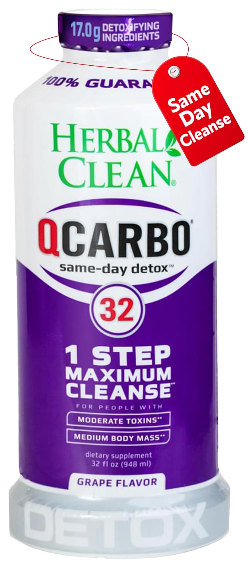 QCarbo32 Same-Day Detox Drink, Grape (32 fl oz)