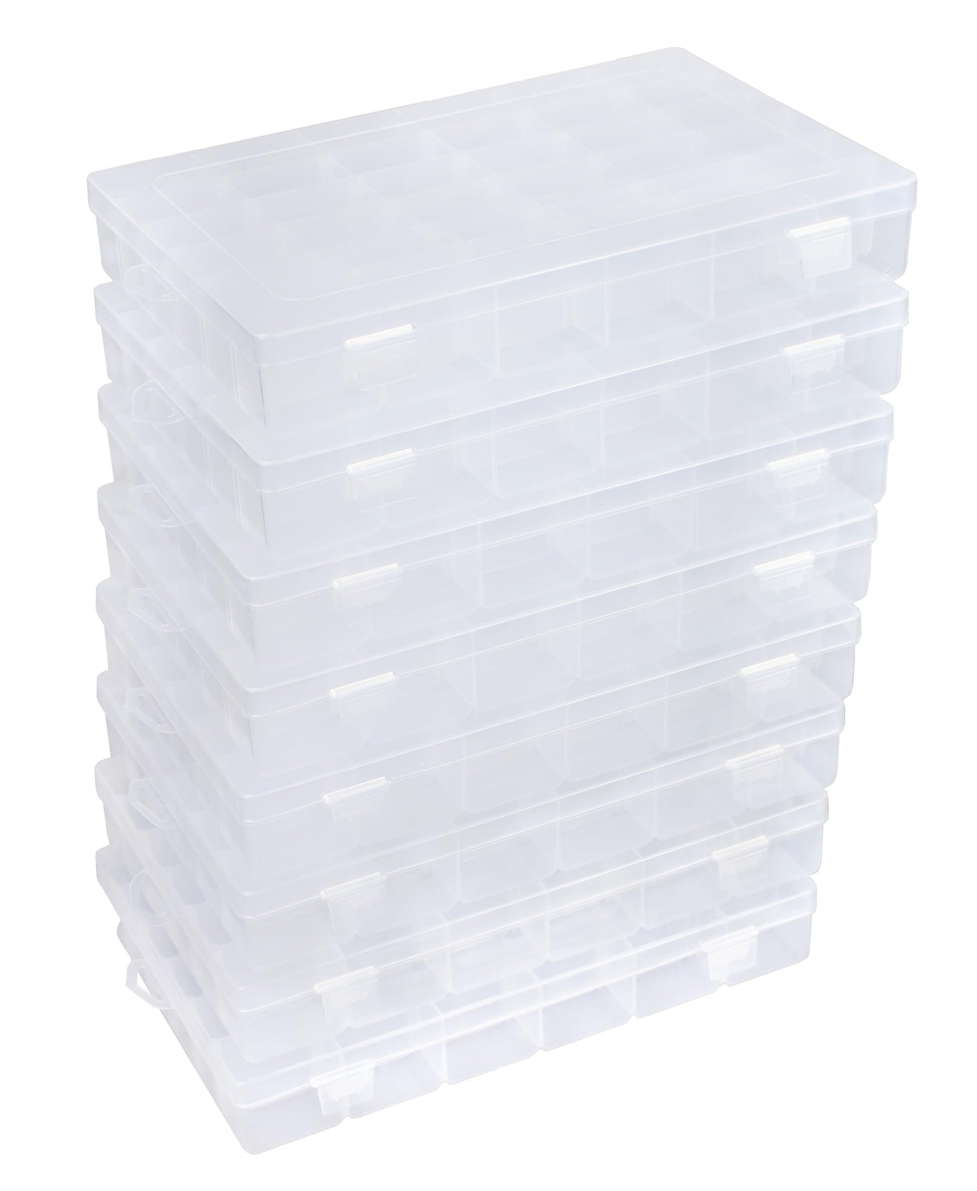 8 PCS 36 Grids Bead Organizer Box Plastic Box Clear Box Organizer 3600 Tackle Box Organizer Bead Containers Plastic Organizer Compartment Organizer Box Jewelry Earring Organizer (8 Pcs)