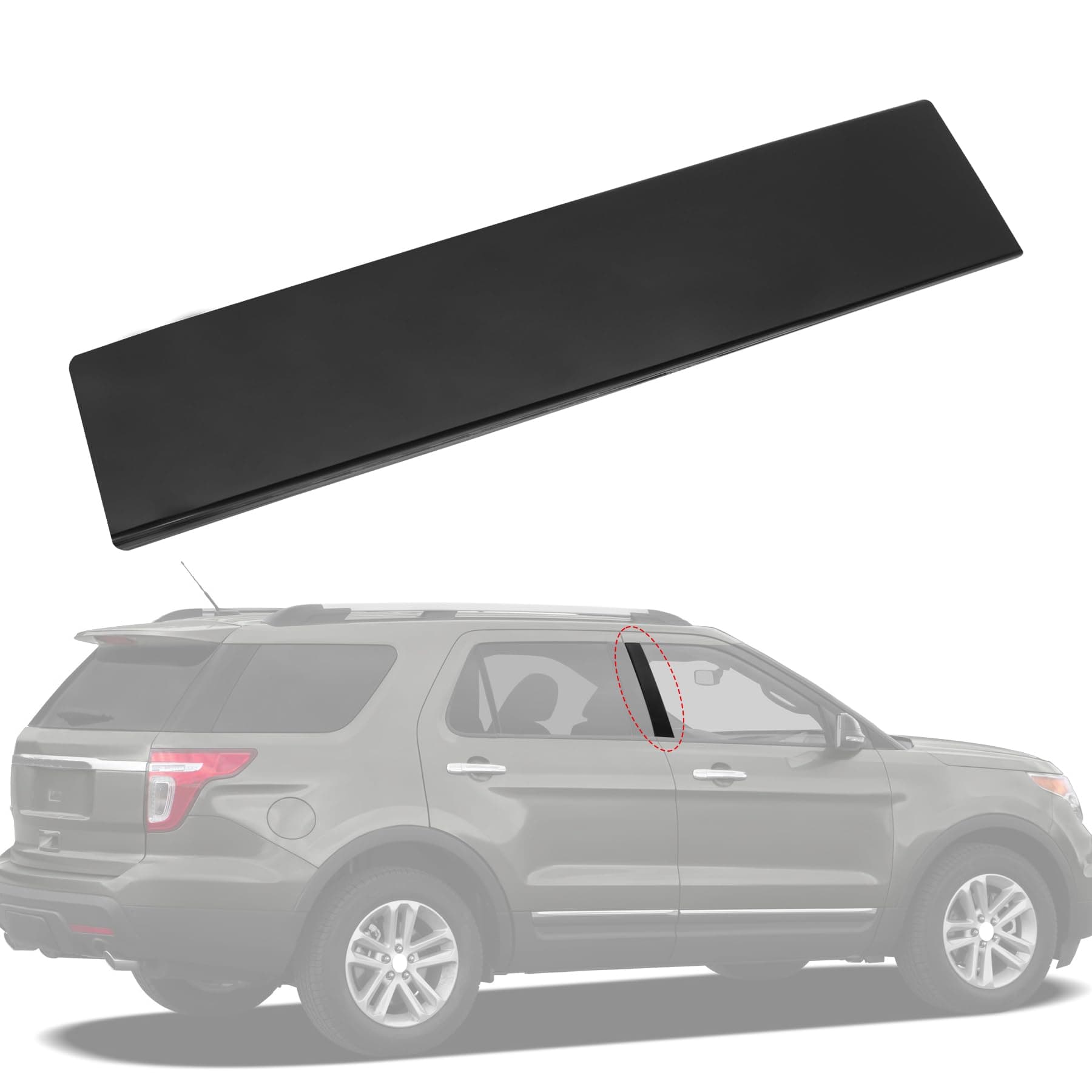 B Pillar Molding Trim 926-449 Front Right Passenger Side Door Applique Replacement for Ford Explorer 2011-2016 BB5Z7820554AB Gloss Black