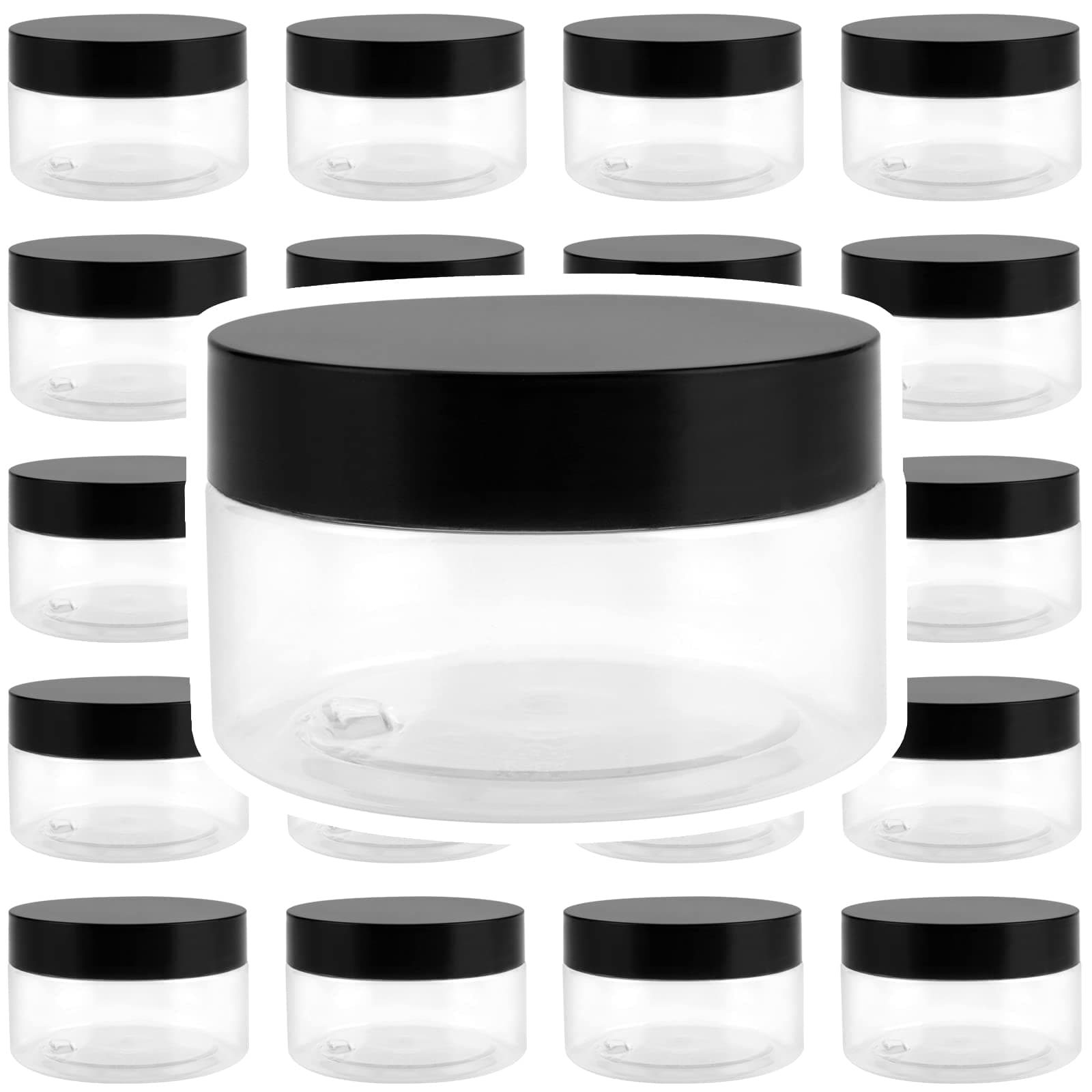 24 Pack 100ml Clear Plastic Jars with Lids, Wide Mouth Plastic Storage Container Jars with Lids for DIY Arts Crafts, Beads, Spices, Nuts