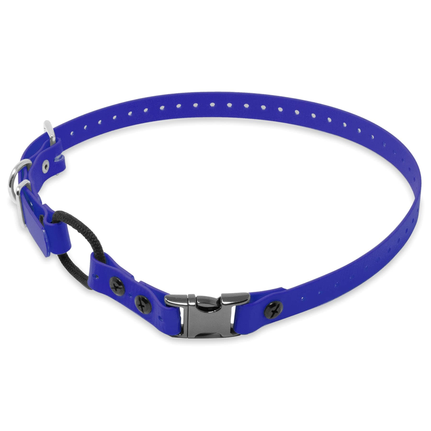 Educator Quick Snap Bungee Dog Collar, Biothane, Waterproof, Odorproof, Easy Connect and Disconnect Clasp and D Ring with Comfort Bungee Loop, Adjustable for Custom Fit, 3/4-Inch, Blue