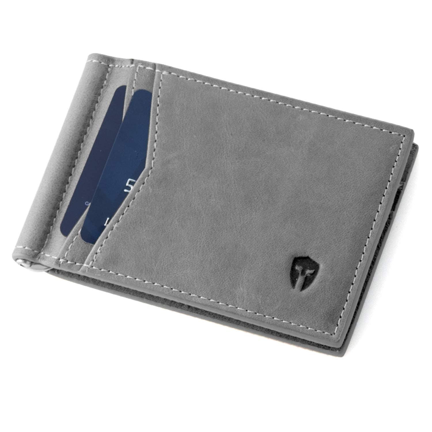 RFID Blocking Slim Minimalist ID Inside Front Pocket Wallet, Money Clip, 9 Slots, Leather