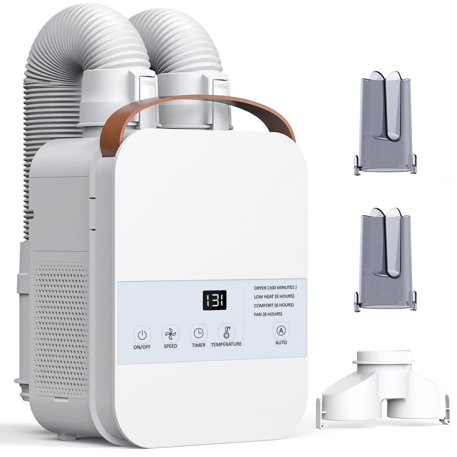 MORFY Portable Blanket Warmer for Warming Bed and Couch, Double Cylinder with Shoe Dryer Attachment, White