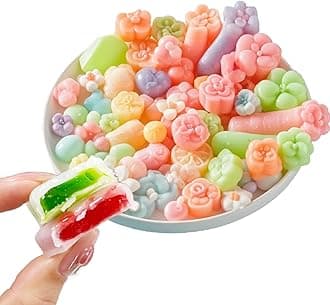 Chewy Wax Candies with Sweet Syrup Center 7.05oz, Mixed Fruit Flavors, Multiple Shapes, For Social Events (200g)