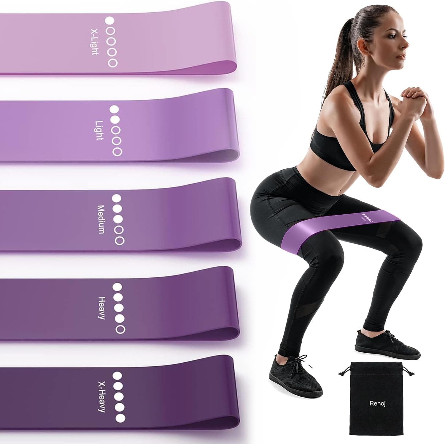 Resistance Bands for Working Out, 5-Pack Elastic Loop Exercise Bands for Strength Training Stretching, Home Gym Equipment for Pilates Yoga Physical Therapy, Leg Glute Arm Workout Kit for Women Men