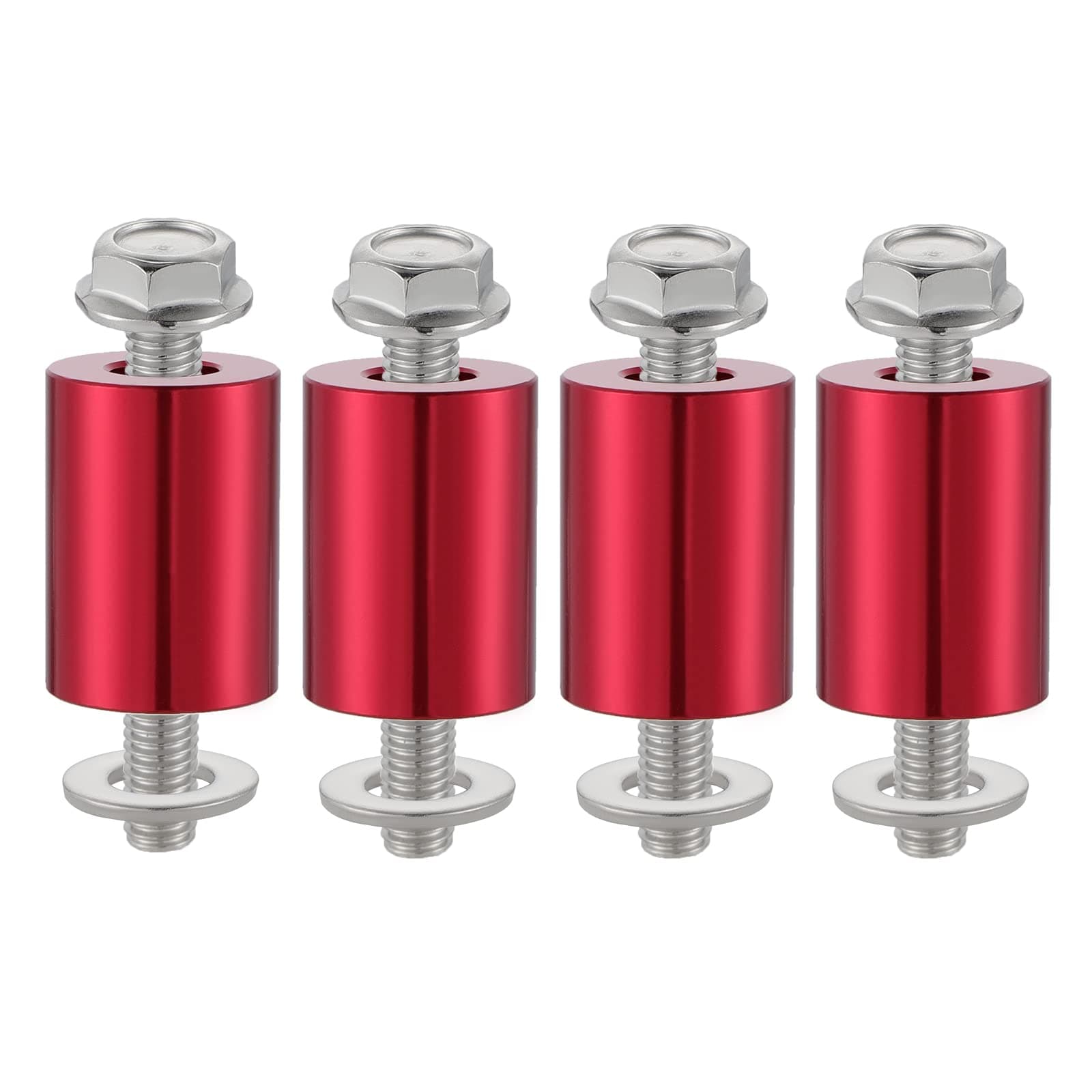 ESUMIC 4PCS Red Steel Bulkhead Riser Kit,Hood Spacer Riser,1 inch 8mm Aluminum Alloy Engine Hood Ventilation Spacer for Auto Engine Turbo Swap,Car Kit Modified Parts