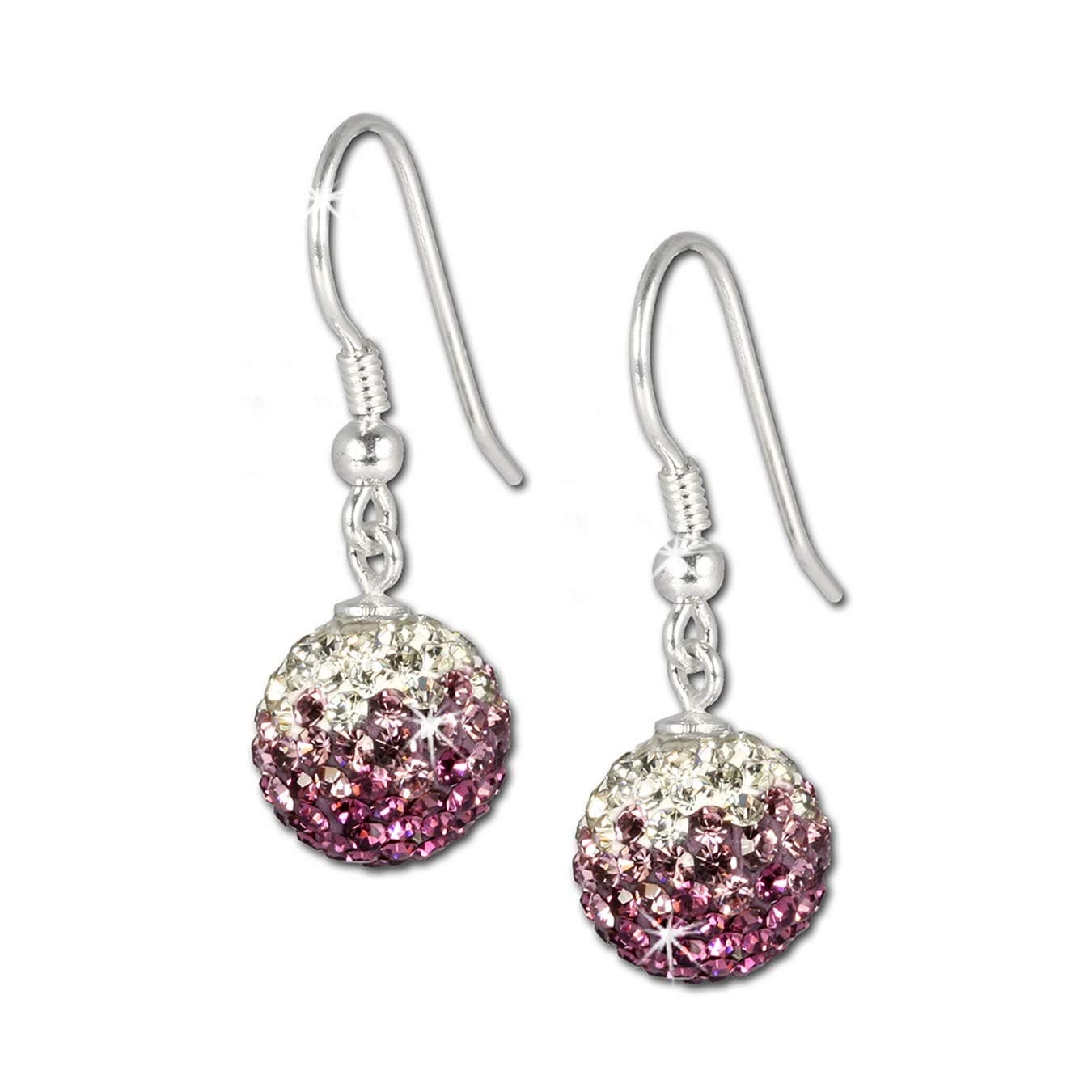 SilberDream Glitter Earring Swarowski Elements purple ICE, 925 Sterling Silver GSO001