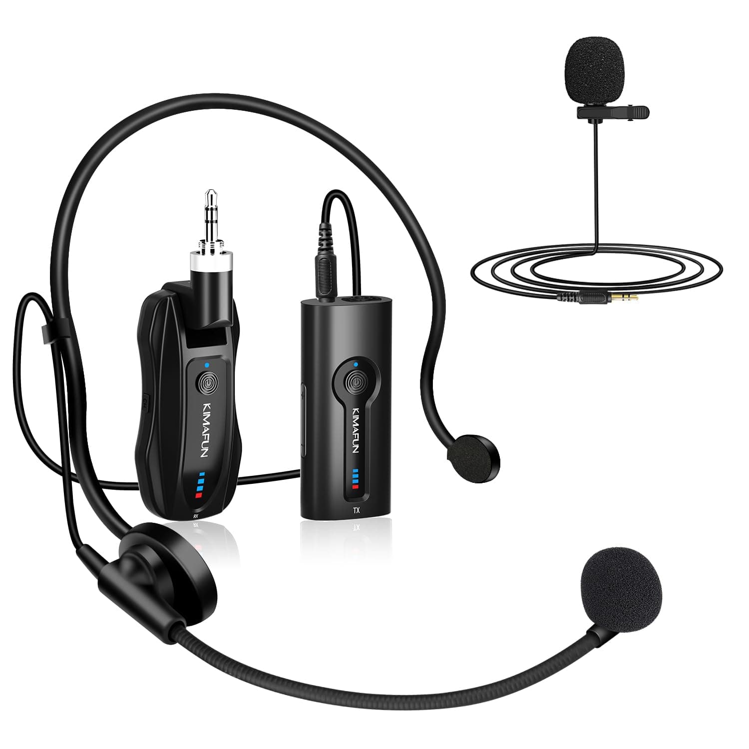 Wireless Lavalier Microphone System, Wireless 2.4GHz Lapel Mics Handheld Mic 2 in 1 for Teaching, Teachers, Speech, Tour Guiding, Speaker, Amplifier, PA System, Broadcast, KM-G70(1TX1RX)