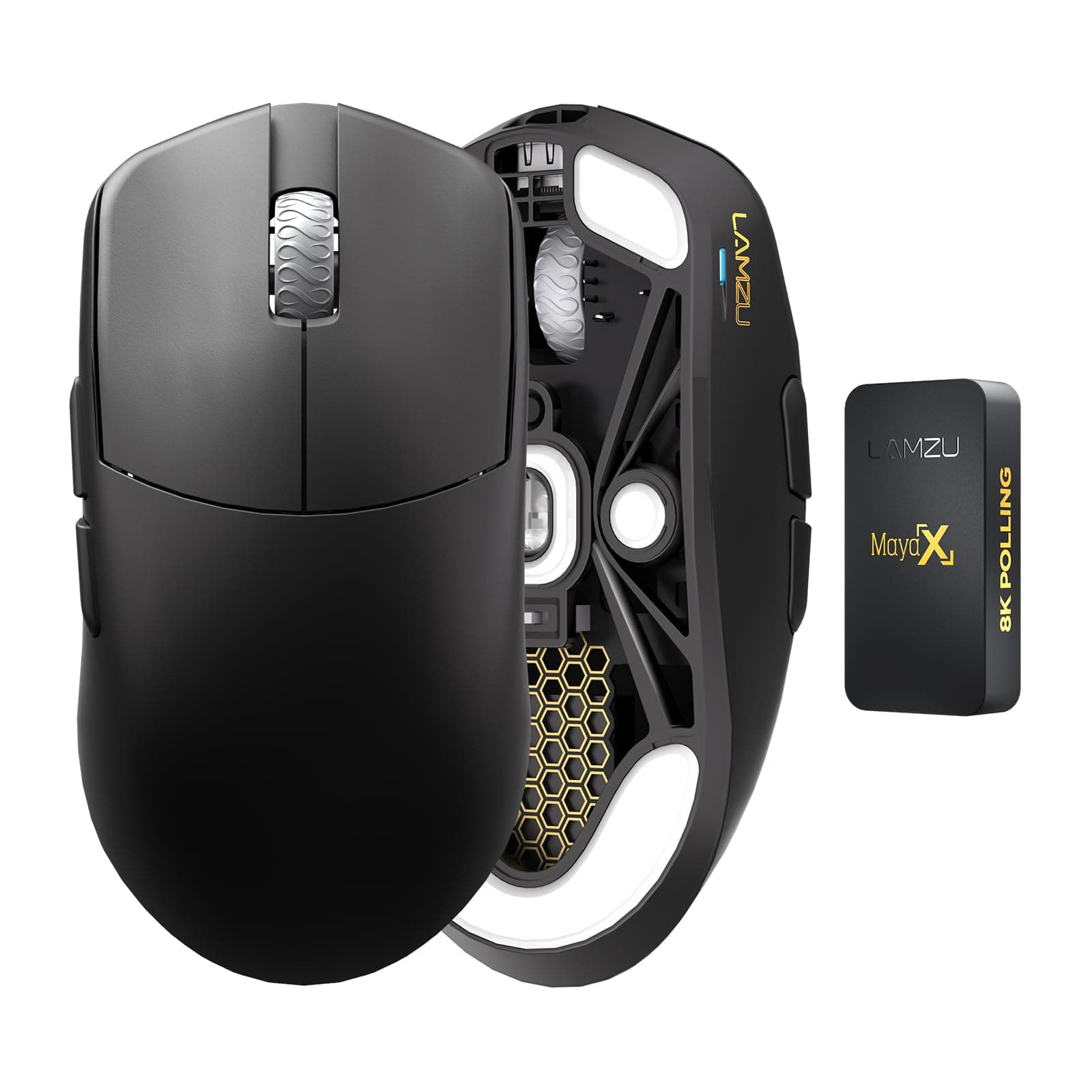 Lamzu MAYA X Wireless Gaming Mouse, Ultralight 47g Optical Switch Max 30000DPI Balanced MCU Nordic 52840 Dustproof Encoder, PAW3950 Sensor (Bigger Maya)