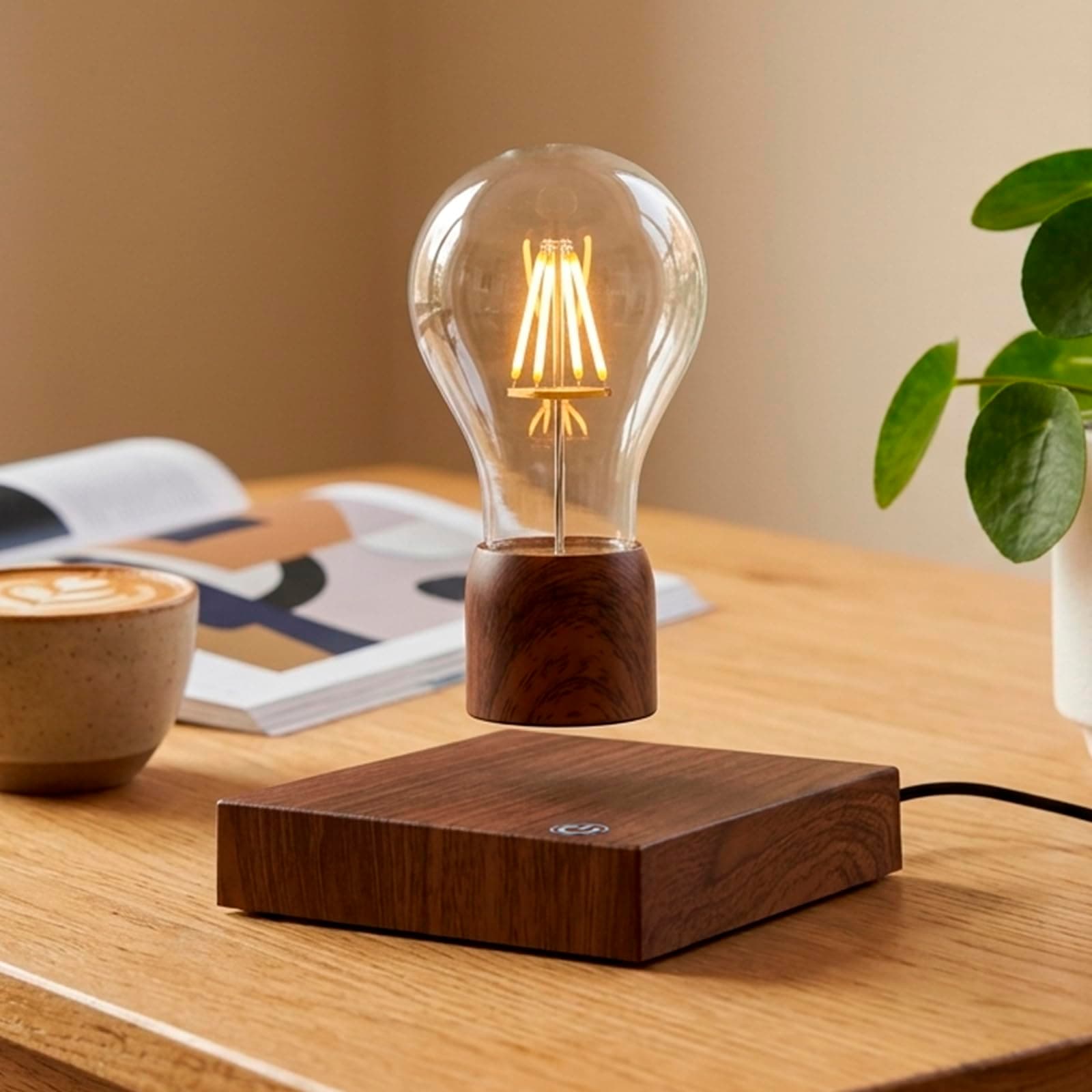 - Magnetic Levitating Floating Wireless LED Light Bulb Desk Lamp for Unique Gifts, Room Night Light, Home Office Decor Tech Toys