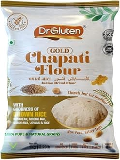 Dr. Gluten Multigrain Gold Gluten-Free Flour Atta 1kg- Tested Gluten Free Healthy Atta | High Fiber & Protein | Antioxidants With Goodness of brown rice | Soya Free | Suitable for Celiac | Easy to digest | Versatile & Perfect for Rotis, Parathas and Weight management Diet | 1kg Pack