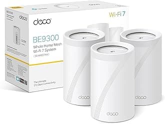 Deco BE9300(3-pack) WiFi 7 BE9300Mbps Whole Home Mesh WiFi System, 2.5Gbps Ports, VPN Supported, Router & Extender Booster, AI-Driven Mesh, 6 GHz Band, Homeshield, Alexa & Google