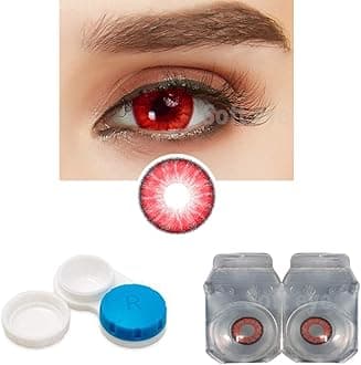 SOFT EYE Red Contact Lens Monthly Contact Lens With Case And Solution. (Red)