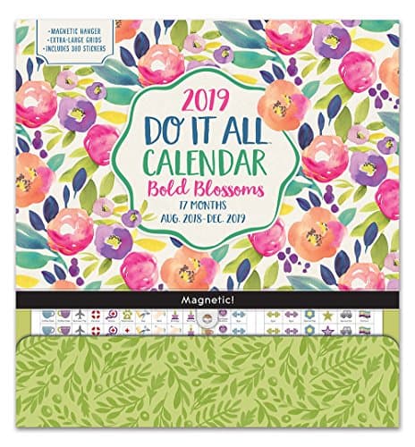 Orange Circle Studio 2019 Do It All Magnetic Wall Calendar, August 2018 - December 2019, Bold Blossoms Calendar – Wall Calendar, July 1, 2018