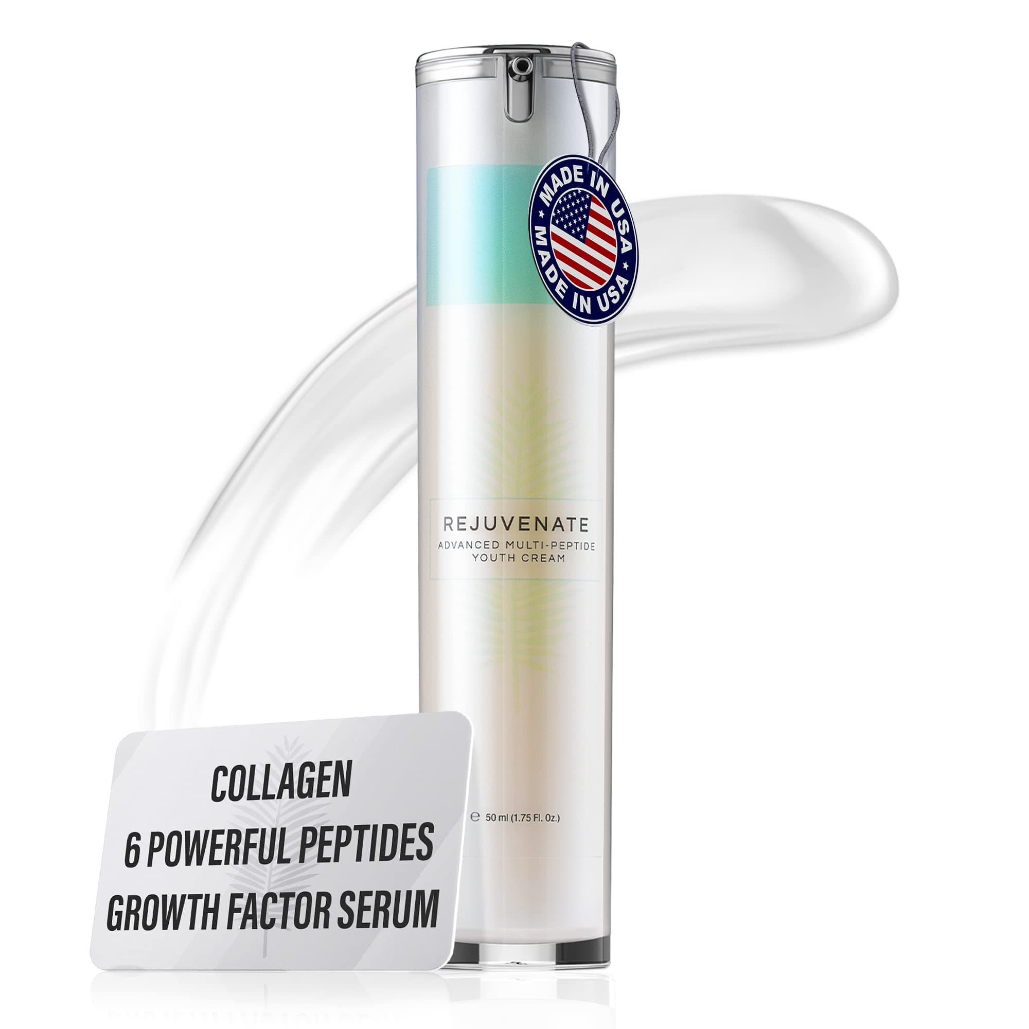 REJUVENATE Growth Factor Cream - Ultimate Hydrating Face Cream Moisturizer, Multi-Peptide Cream w/Collagen Stimulators for Firm, Youthful Skin - Diminish Fine Lines, Wrinkles & Dark Circles, 50ml