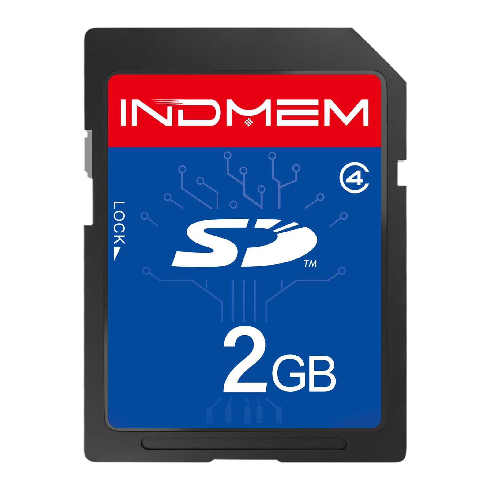 INDMEM SD Card 2GB Class 4 Flash Memory Card 2G SLC Stanard Secure Digital Cards (1PC)