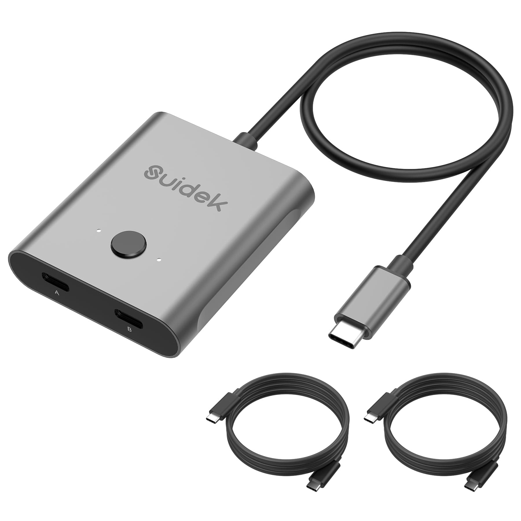 USB C Switcher, Bi-Directional 1 in 2 Out/2 in 1 Out Switch Support 8K@60Hz Video 100W Charging 10Gbps Data Transfer, C Cable Included