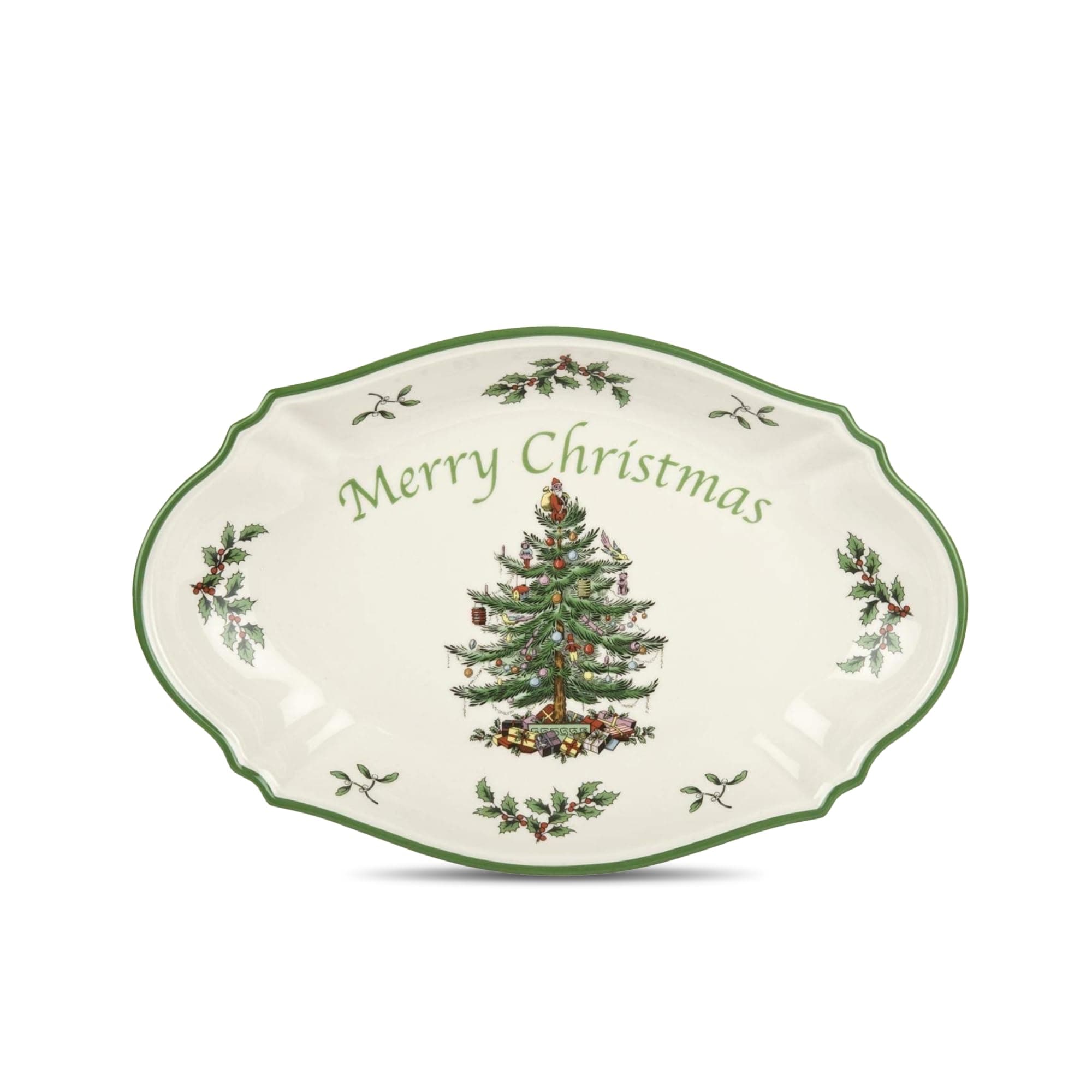 Christmas Tree Oval Merry Christmas Tray 28 cm