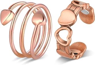 Jecanori 2PCS Copper Rings for Women,99.99% Pure Copper Magnetic Ring with Magnet Jewelry Gifts for Womens