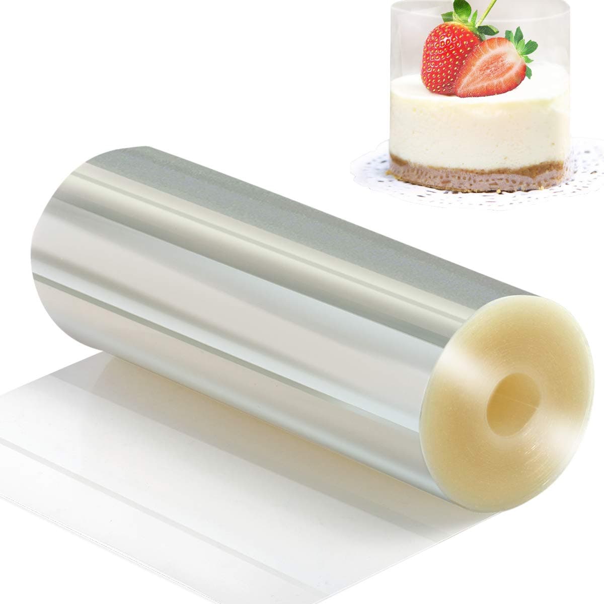 Vindar Cake Collars 14cm x 10m - Clear Acetate Strips, Transparent Acetate Roll, Mousse Cake Collar for Chocolate Mousse Baking, Cake Decorating