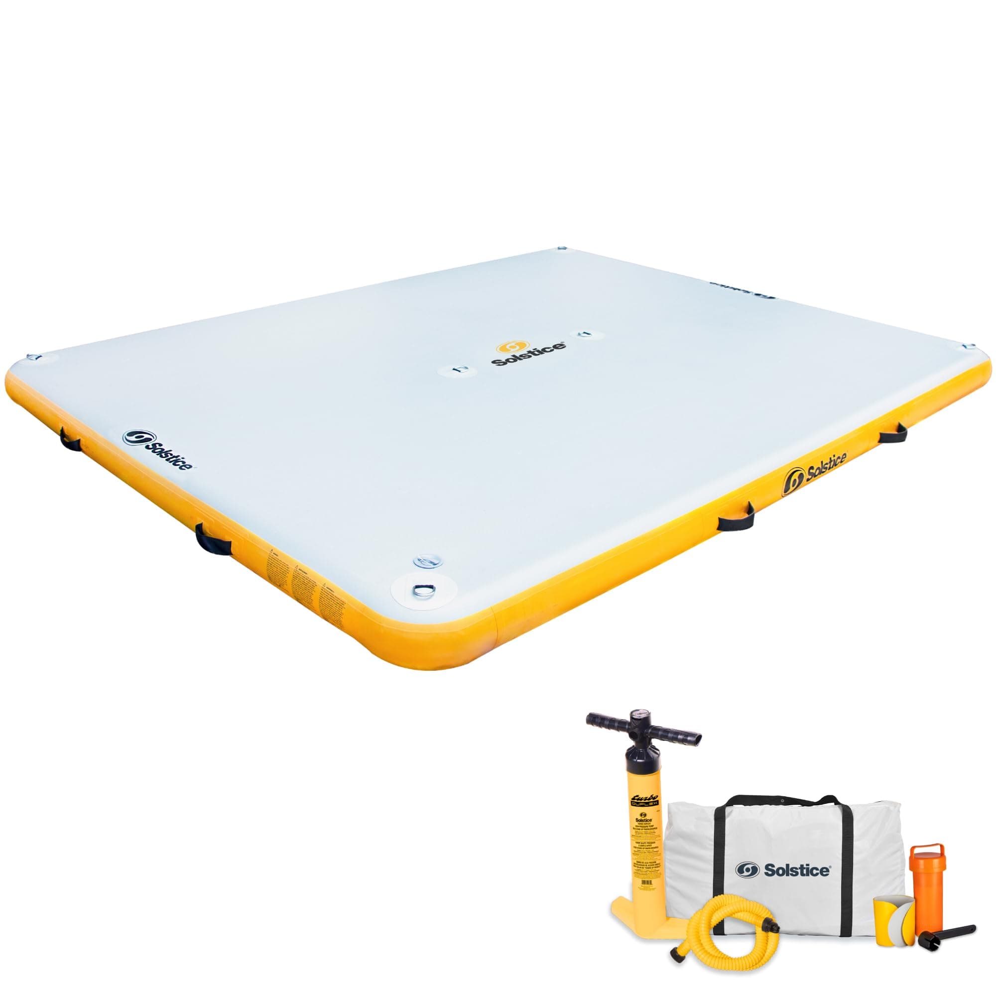 SOLSTICE 10-Person Classic Inflatable Dock, Floating Water Raft Platform, 10ft x 10ft - Outdoor Fun for Lake, River, Swimming Pool & Beach, Includes Carry Bag & Repair Kit