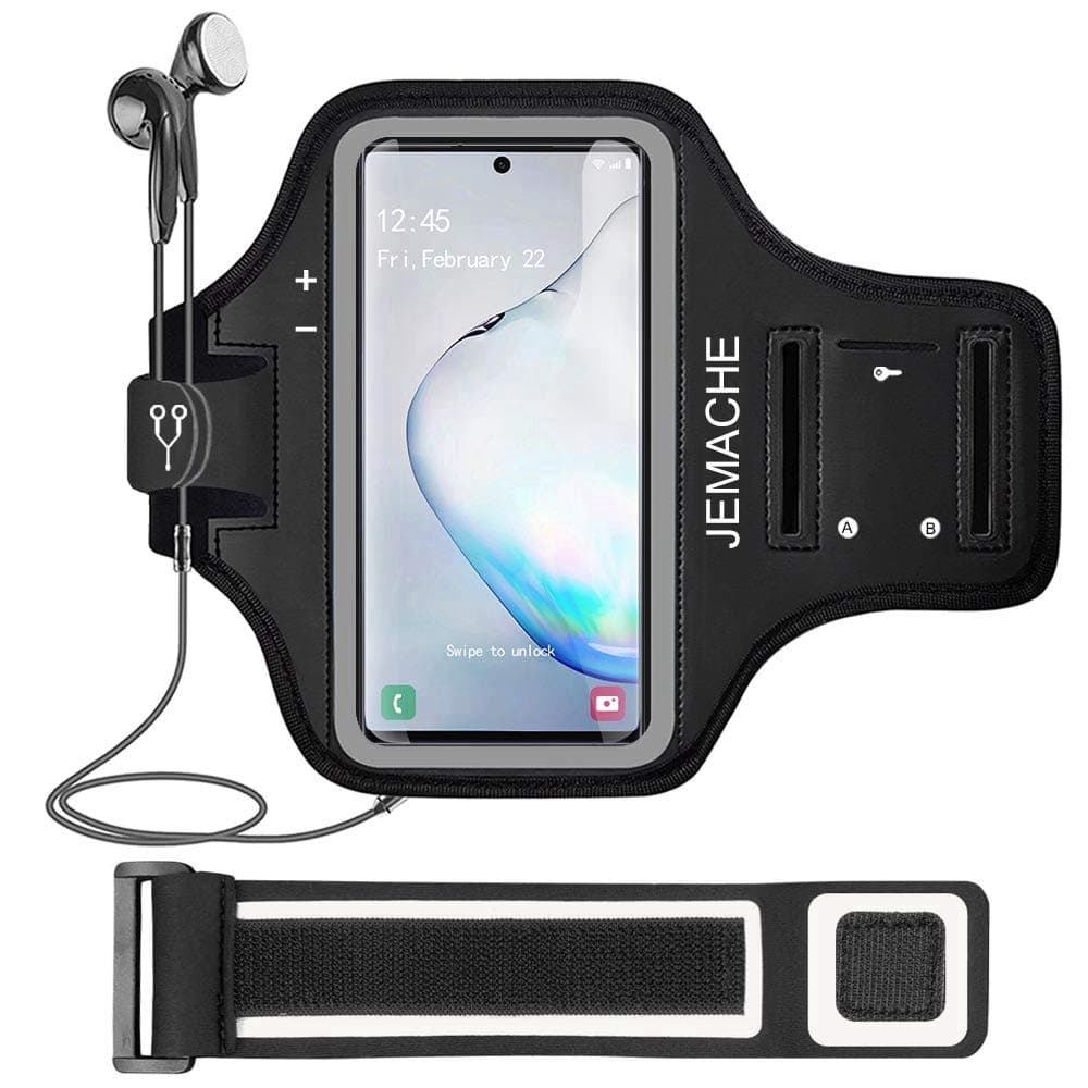 Galaxy Note 10+, 9, 8 Armband, JEMACHE Gym Run Workout Exercise Phone Arm Band Holder for Samsung Galaxy Note 8/9/10 Plus Fits Otterbox Defender Case (Black)
