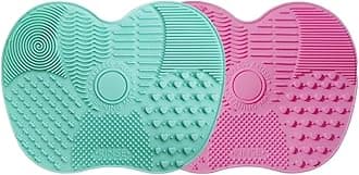 – 2 Pack Silicone Makeup Brush Cleaning Mats – Multi Textured Brush Cleaner Pads with Strong Suction Cups – Portable, Durable & Reusable Washing Tools for Deep Cleaning Cosmetic Brushes