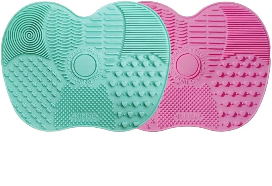 – 2 Pack Silicone Makeup Brush Cleaning Mats – Multi Textured Brush Cleaner Pads with Strong Suction Cups – Portable, Durable & Reusable Washing Tools for Deep Cleaning Cosmetic Brushes