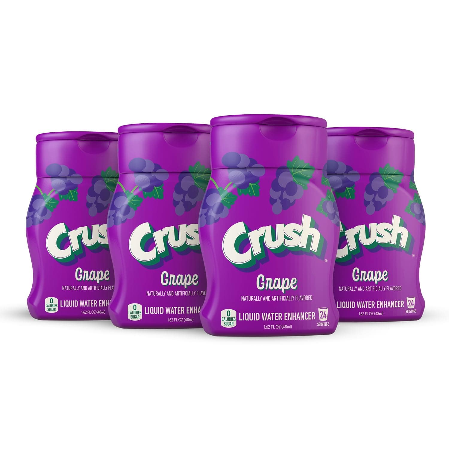 Crush, Grape, Liquid Water Enhancer – New, Better Taste! (4 Bottles, Makes 96 Flavored Water Drinks) – Sugar Free, Zero Calorie
