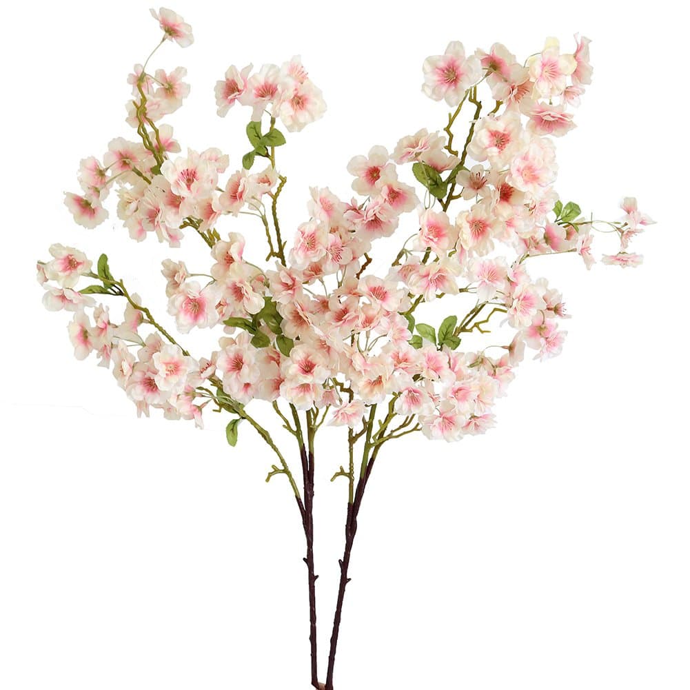 2pcs Artificial Cherry Blossom Silk Sakura Flowers Branches for Wedding Ceremony Room Decoration (pink)