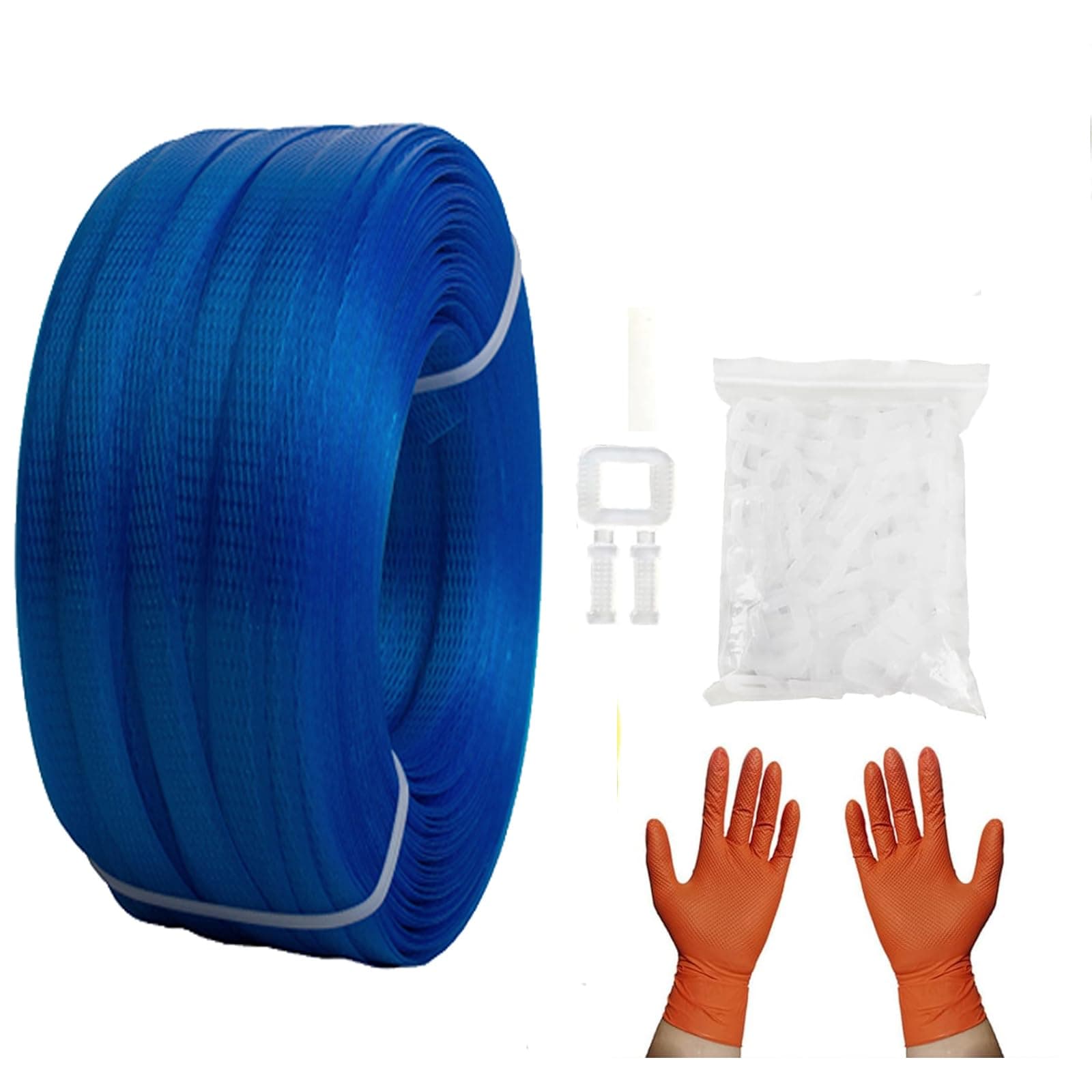 Manual Banding Strapping Kit, Box Packing Strapping Tool, 330 Ft Lenght Poly Strapping Belt and 100 Strapping Buckles Clips, for Packing and Shipping