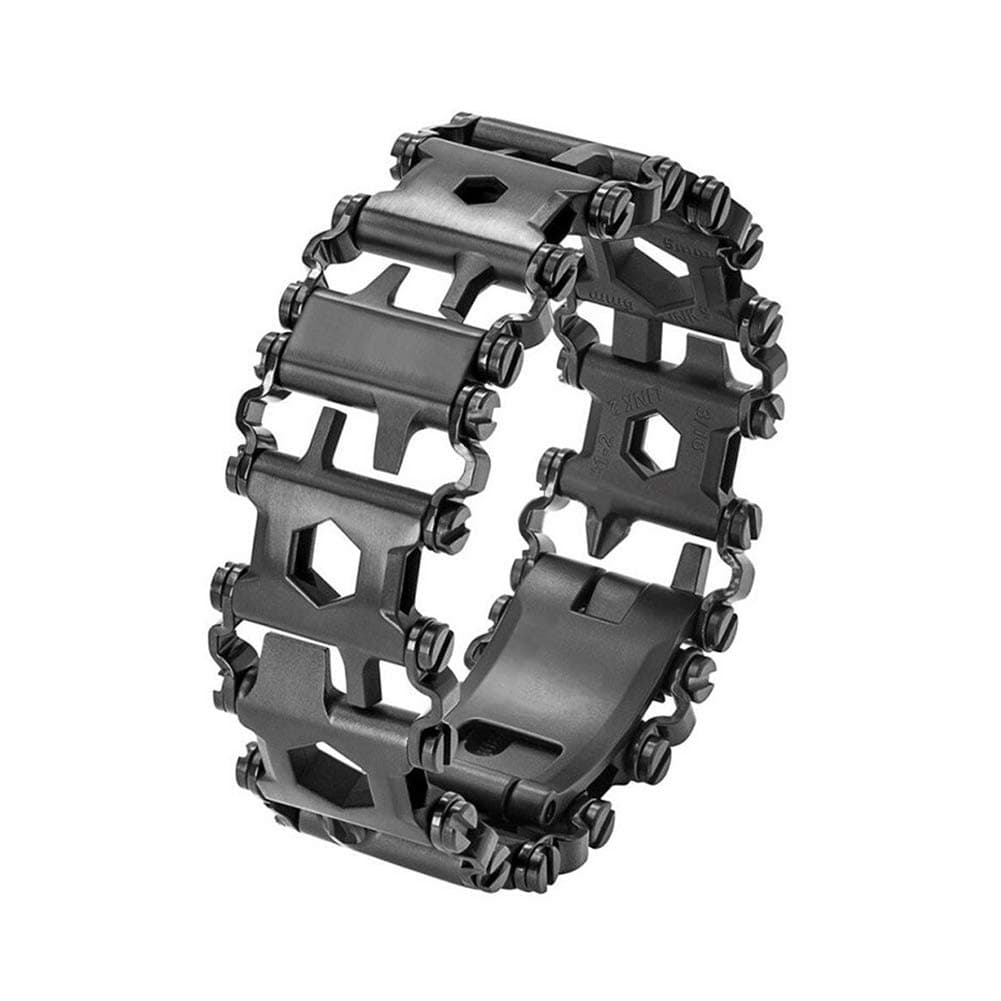 29 in 1 Stainless Steel Multifunction Bracelet Wearable Multitool Multi Tool Bracelet Wearable Tread Multifunctional Wristband Screwdriver Bottle Opener Outdoor Survival Emergency Tools (Black)