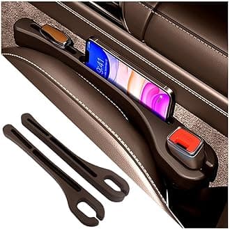 2PCS Car Seat Gap Filler Organizer with Phone Holder,[Upgrade Version] Car Seat Gap Organizer for Prevent Falling,Essential Car Accessories Car Side Seat Gap Filler (Brown)