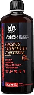 Black Thunder Active+ 3825MG Testo Supplement for Men with Shilajit Ashwagandha Gokshura Safed Musli Herbal Muscle Gainer Energy Drink, Stamina No Sugar No Caffeine (250ml)