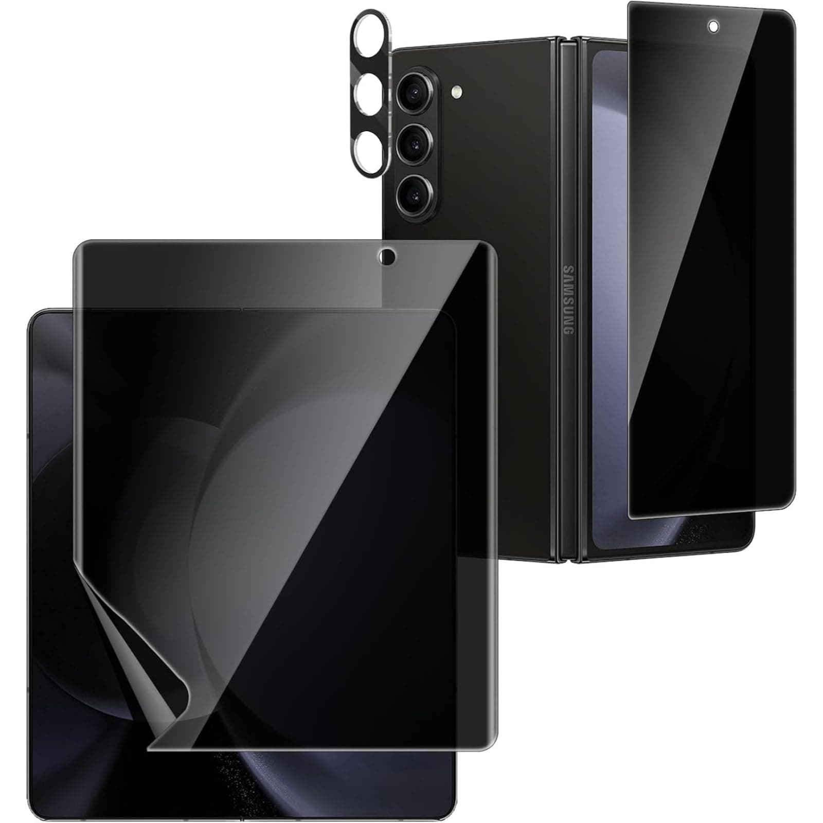 Vurtboly Screen Protector for Galaxy Z Fold 6 Privacy Screen Protector, Inside TPU Film + Front 9H Tempered Glass + Camera Lens Protector, True 28°Anti Spy, Anti-Scratch, for Samsung Galaxy Z Fold6