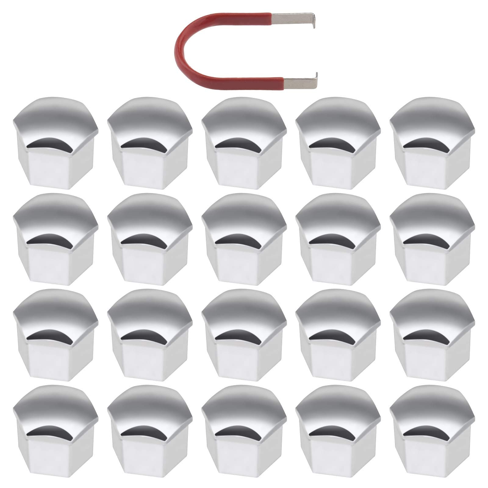 20Pcs Chrome Silver Wheel Nut Caps Hub Bolt Covers 21mm Hexagonal Protectors with Removal Tool Compatible with Range Rover Evoque Ducato