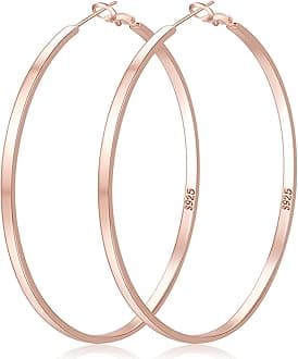 LOUMILEO Sterling Silver Hoop Earrings Large Silver Hoop Earrings for Women Lightweight Big Hoops Earring Hypoallergenic Thin Hoops Earring for Women 30/40/50/60/65/70MM