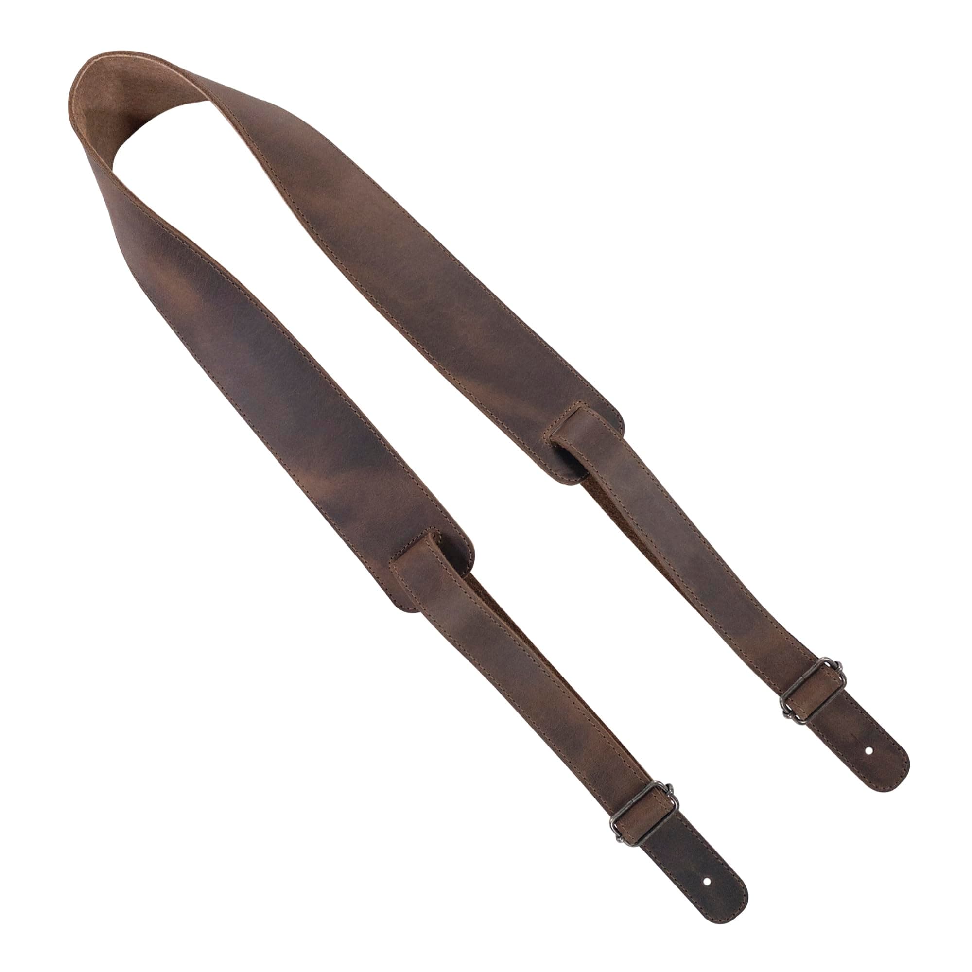 tocame, Adjustable Guitar and Bass Strap, Strap for Musicians, Electic and Acoustic Guitar Strap, Full Grain Leather, Handmade, Bourbon Brown