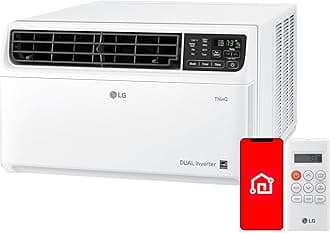 6000 BTU Window Air Conditioner Energy Saving Dual Inverter, Remote Control, WiFi, LG ThinQ, Alexa, Hey Google Enabled Washable Filer Ultra-Quiet Cools Small Room up to 250 Sq.Ft White LW6023IVSM