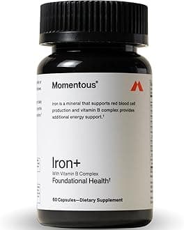 Iron+ with Vitamin C & Vitamin B Complex - Ferrochel Iron Capsules for Foundational Health Support - NSF Certified for Sport - Gluten-Free - 60 Servings