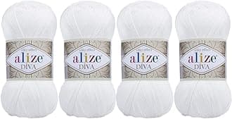 4 Balls Hand Knitting Yarn 100% Microfiber Acrylic Yarn Alize Diva Silk Effect Thread Crochet Art Lace Craft Lot of 4 skeins 400gr 1532yds (55)