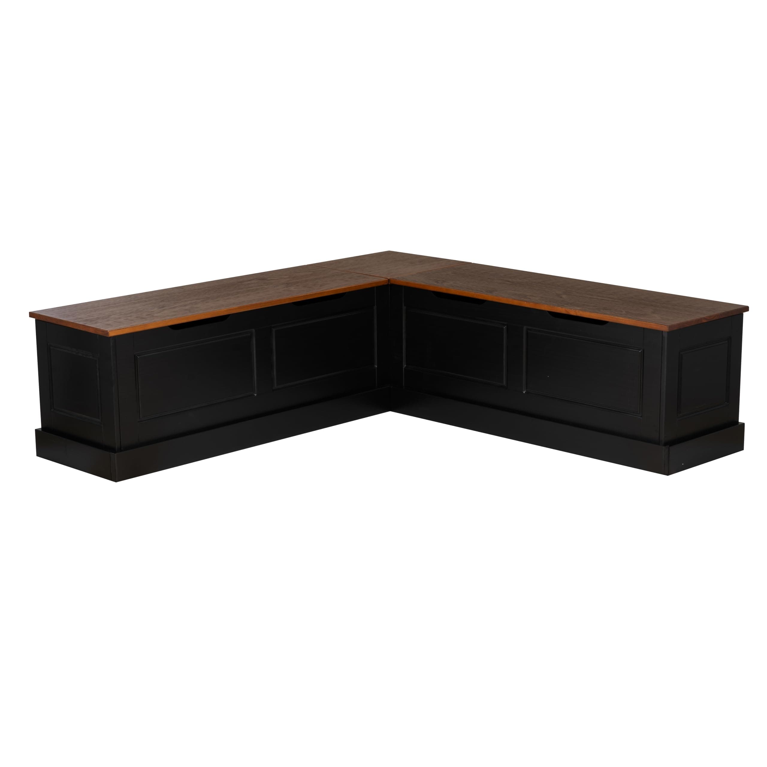 Harris Black and Walnut Backless Kitchen Dining Nook with Hidden Storage Bench Space