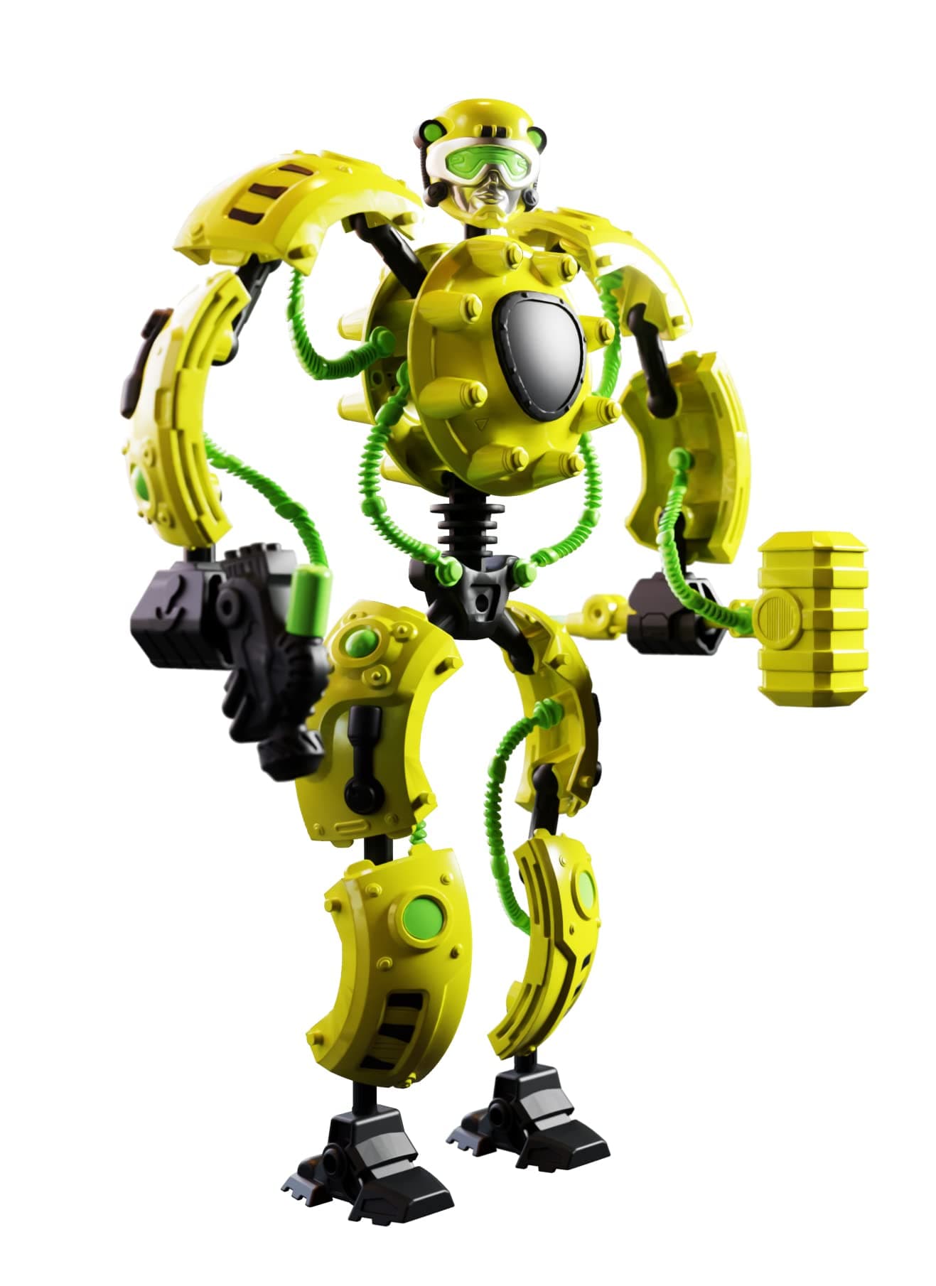 Giga Bots - HAZBOT | Energy Core Transforms Into 13 Inch Action Figure | Demolition Specialist | Unique Toy Combat Attachments and Skills | Includes 33 Buildable Pieces