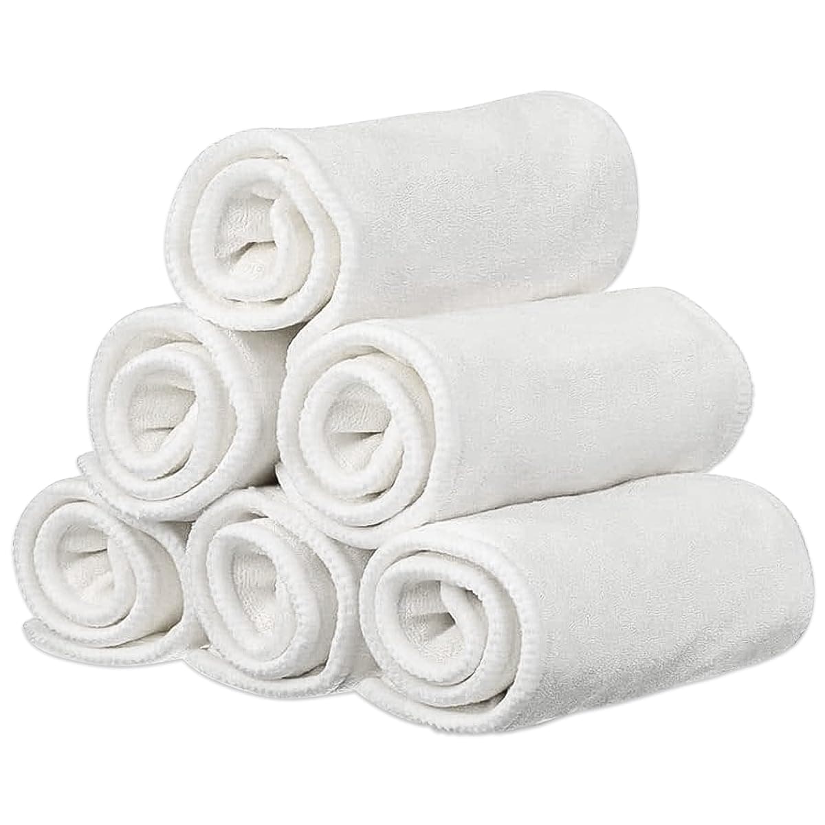 Pack of 6 Bamboo Microfiber Inserts Liners for Adults Cloth Diapers for Incontinence Care, 4-Layer Washable Reusable Large Absorbent (6)