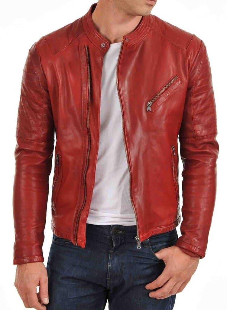 Mens Motorcycle Leather Jacket - Medium