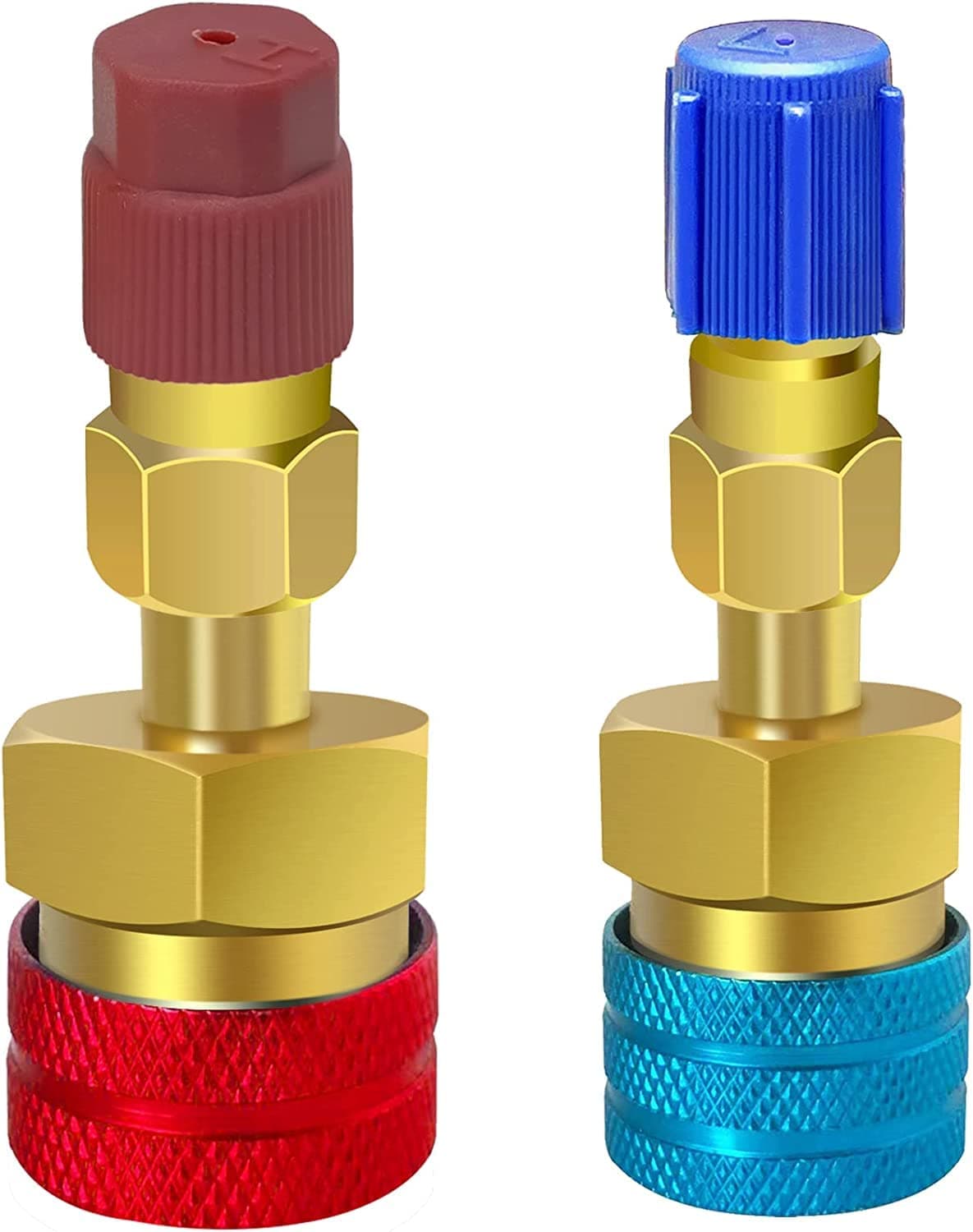 Quick Coupler, R1234yf to R134a Adapter,Adapter High Low Side Connector Conversion Kit for AC Charging R-1234yf Refrigerant Air Conditioning System Hose Fitting