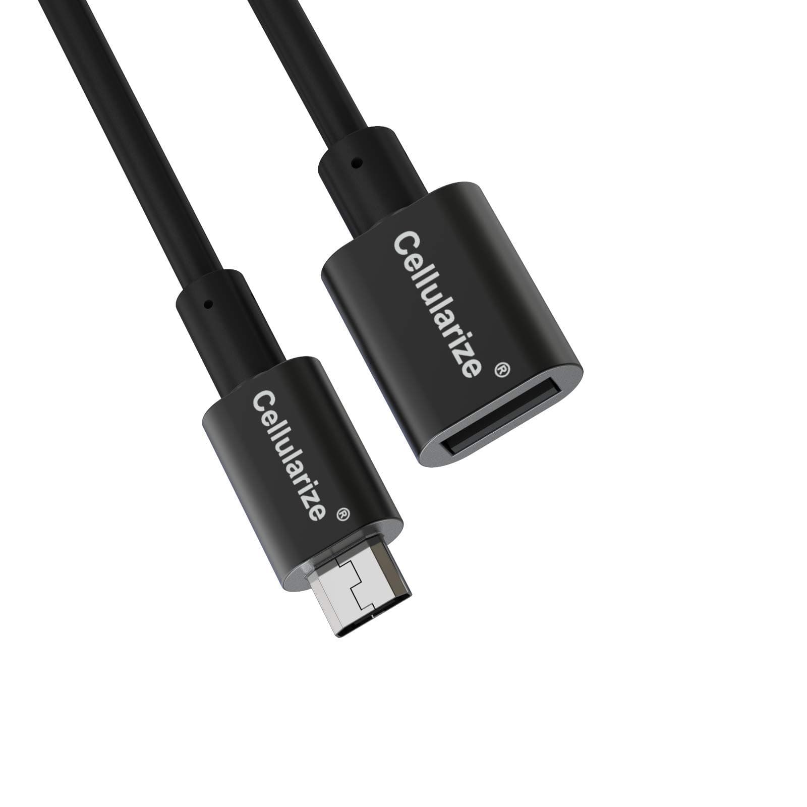 Cellularize Micro USB Extension Cable (Black, 6M/20FT) Male to Female Extender Power Cord Compatible with Arlo Pro, Ring Stick Up Solar Panel, Zmodo Wirless Security Camera